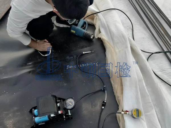 填埋場土工膜滲漏檢測，現場檢測