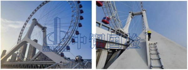 摩天輪拉索索力現場檢測圖